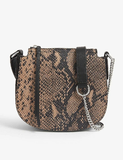 Shop Allsaints Ely Snake-embossed Leather Cross-body Bag