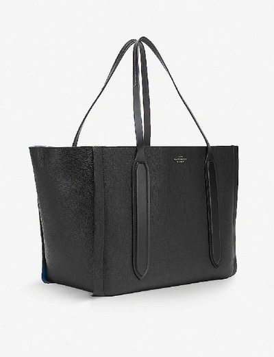 Shop Smythson Ciappa Ludlow Leather Tote Bag In Black