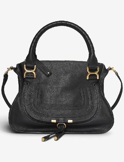Shop Gucci Marcie Small Leather Shoulder Bag In Black