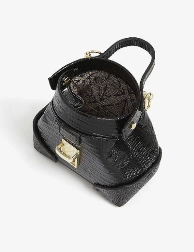 Shop Manu Atelier Demi Domed Lizard-embossed Leather Micro Bag In Black