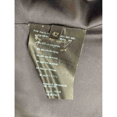 Pre-owned Prada Silk Trench Coat In Navy