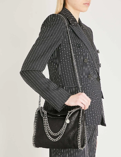 Stella Mccartney Falabella Mini Tote In Metallic Black Vegan Leather In Black