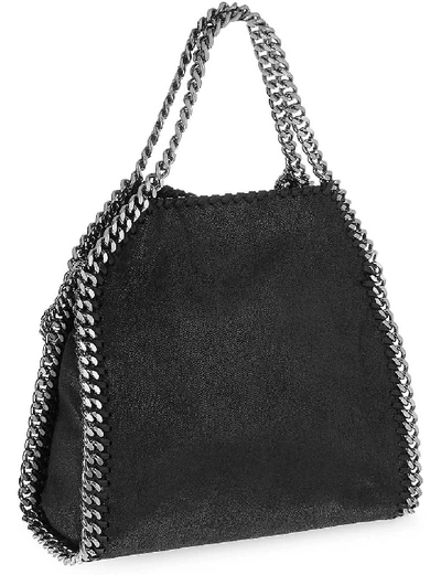 Stella Mccartney Falabella Mini Tote In Metallic Black Vegan Leather In Black