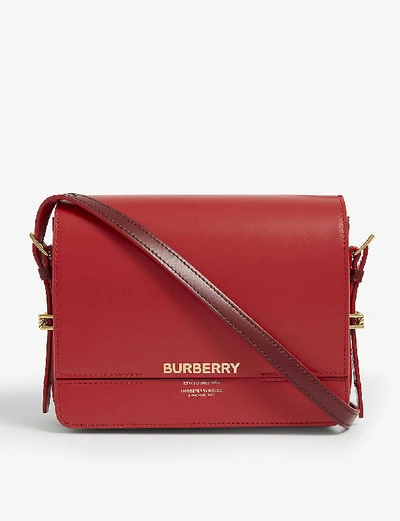 Shop Burberry Grace Small Leather Shoulder Bag In Bright Red / Burgendy