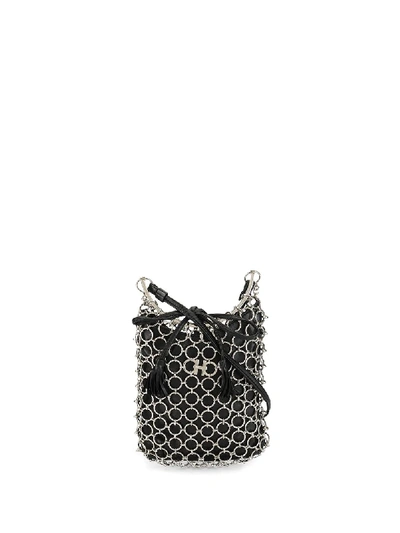 Pre-owned Ferragamo Gancini Chain Shoulder Bag In Black