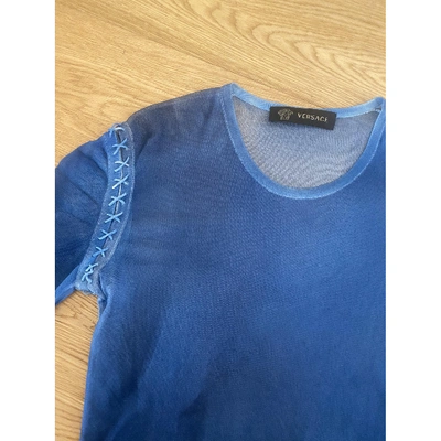 Pre-owned Versace Jersey Top In Blue