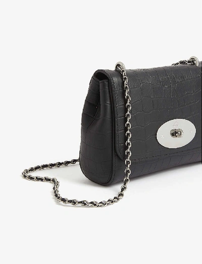Shop Mulberry Lily Croc-embossed-leather Shoulder Bag In Black