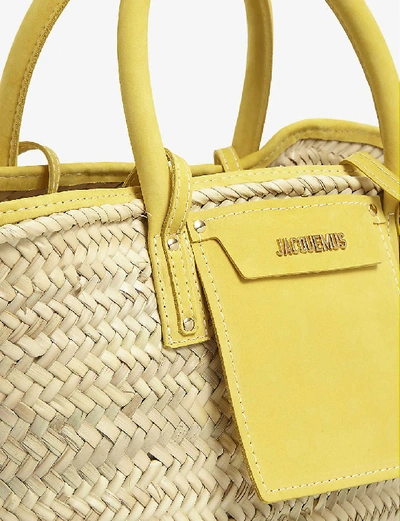 Shop Jacquemus Le Panier Soleil Woven Straw Tote Bag In Yellow