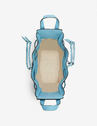 Shop Loewe X Paula's Hammock Mini Leather And Canvas Bag In Light Blue/aqua