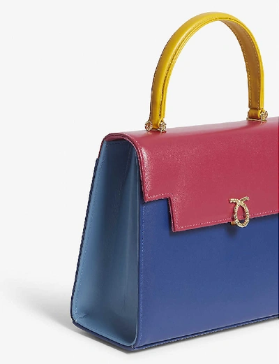 Shop Launer Traviata Leather Top-handle Bag In Blue Pink Yellow Multi