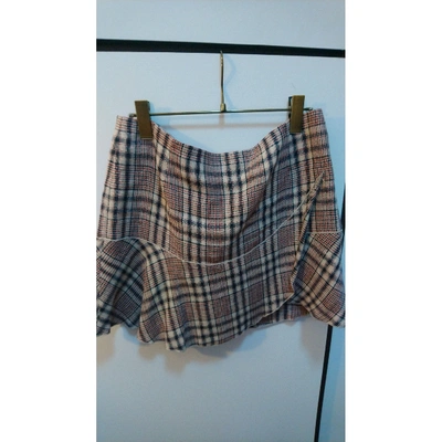 Pre-owned Isabel Marant Étoile Linen Mini Skirt In Burgundy