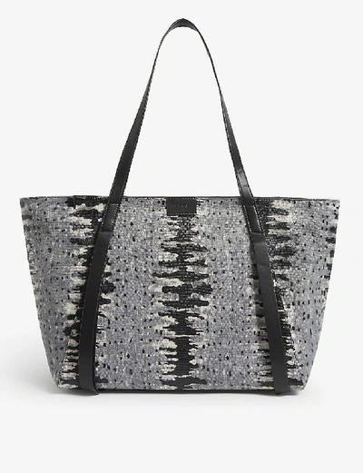 Shop Allsaints Holston East/west Camouflage Tote Bag In Grey Multi