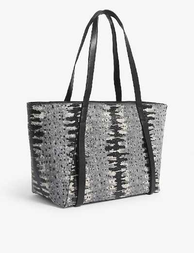 Shop Allsaints Holston East/west Camouflage Tote Bag In Grey Multi