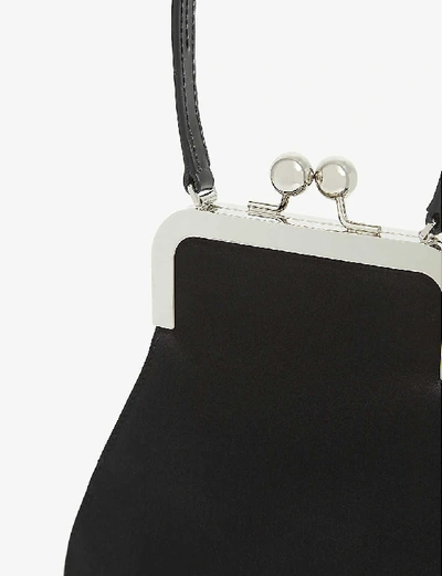 Shop Simone Rocha Mini Satin Cross-body Floral Bag In Black/prl
