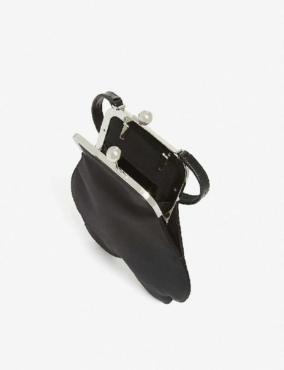 Shop Simone Rocha Mini Satin Cross-body Floral Bag In Black/prl