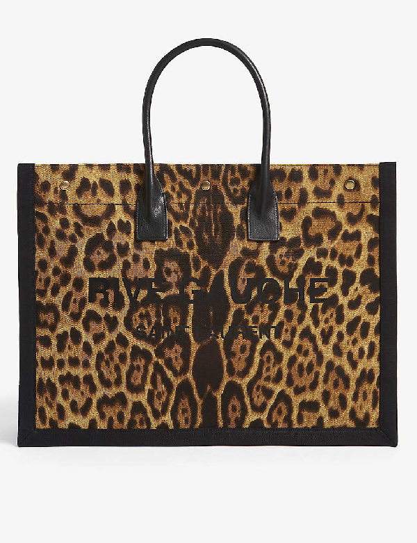 leopard print canvas tote