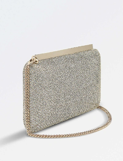 Shop Jimmy Choo Ellipse Glitter Clutch In Champagne