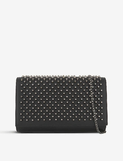 Shop Christian Louboutin Black/gun Metal Paloma Leather Clutch Bag