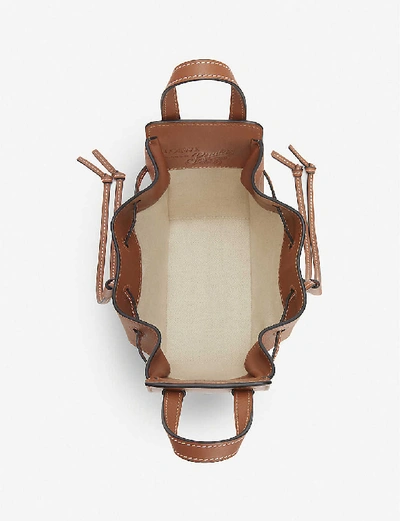 Shop Loewe X Paula's Hammock Mini Leather And Canvas Bag In Tan/white