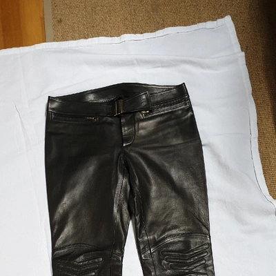 Pre-owned Gucci Leather Straight Pants In Black