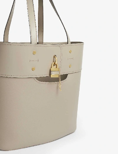 Shop Chloé Aby Leather Tote Bag In Motty Grey