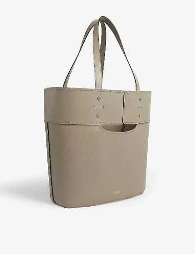 Shop Chloé Aby Leather Tote Bag In Motty Grey