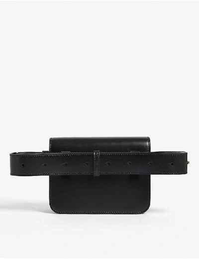 Shop Burberry Tb Logo Leather Belt Bag In Black