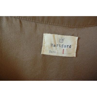 Pre-owned Hartford Silk Mid-length Dress In Beige