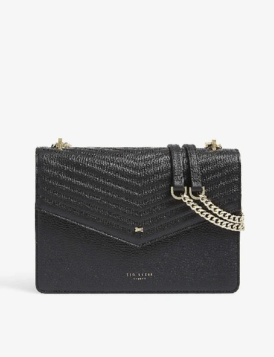 Shop Ted Baker Kalila Envelope Leather Cross-body Bag In Black