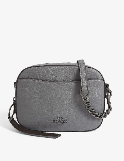 Shop Coach Leather Camera Bag In Gm/heather Grey