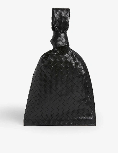 Shop Bottega Veneta Leather Knotted Shoulder Bag In Black Nero