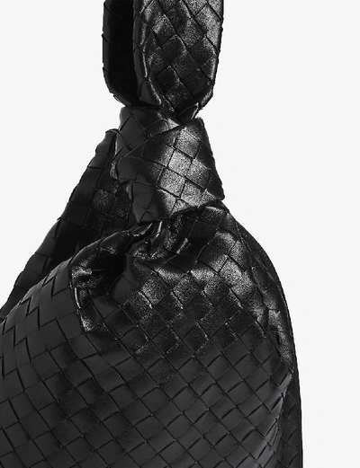 Shop Bottega Veneta Leather Knotted Shoulder Bag In Black Nero