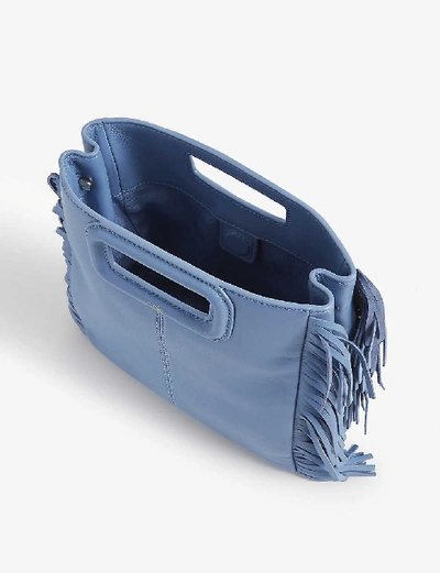 Shop Maje M Leather Shoulder Bag In Blue