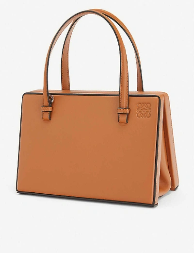 Shop Loewe Postal Leather Shoulder Bag In Tan