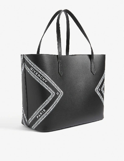 Shop Givenchy Wing Leather Tote Bag In Black/white