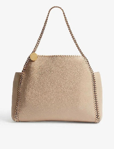 Shop Stella Mccartney Falabella Faux-leather Shoulder Bag In Cream Beige