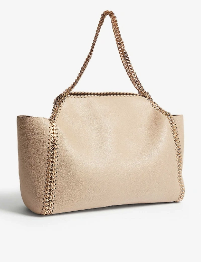 Shop Stella Mccartney Falabella Faux-leather Shoulder Bag In Cream Beige
