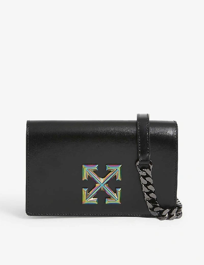 Shop Off-white Jitney 0.5 Leather Wallet-on-chain In Black