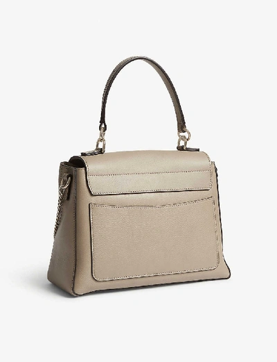 Shop Chloé Faye Day Small Grained Leather Shoulder Bag In Motty Grey