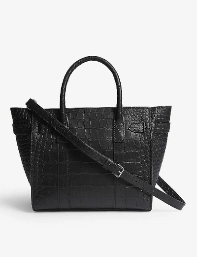 Shop Mulberry Bayswater Mini Croc-embossed Leather Tote