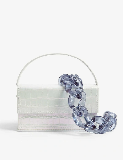 Shop L'afshar Ida Small Croc-embossed Acrylic Clutch Bag