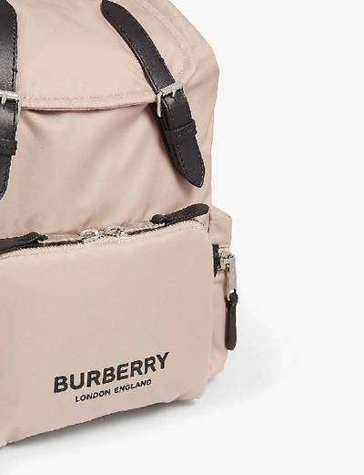 Shop Burberry Medium Logo-print Nylon Backpack In Rose Beige