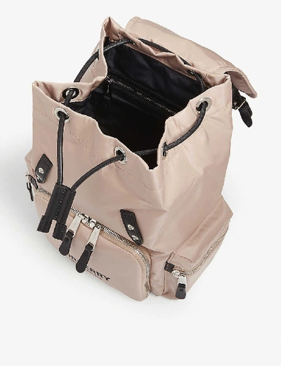 Shop Burberry Medium Logo-print Nylon Backpack In Rose Beige