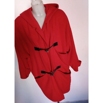 Pre-owned Versace Wool Dufflecoat In Red