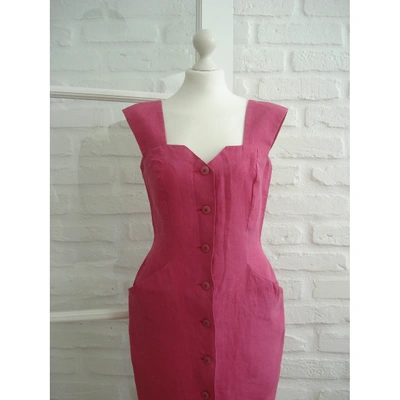 Pre-owned Dior Pink Linen Dress