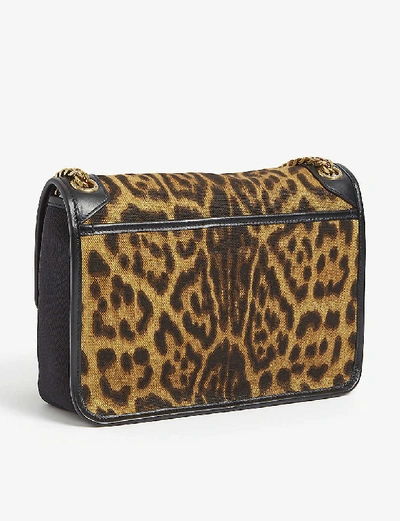 Shop Saint Laurent Niki Medium Canvas Shoulder Bag In Leopard