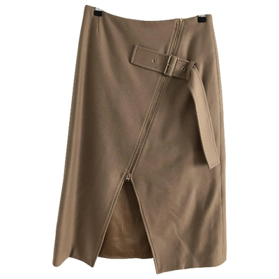 Pre-owned Tara Jarmon Wool Mid-length Skirt In Camel