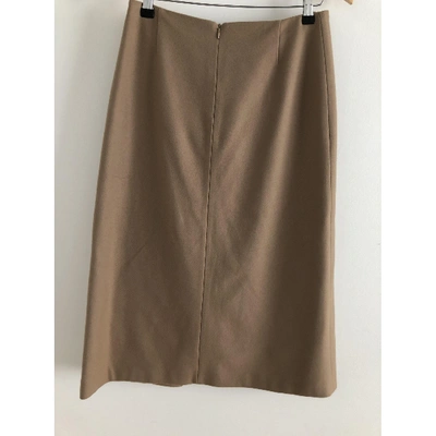 Pre-owned Tara Jarmon Wool Mid-length Skirt In Camel