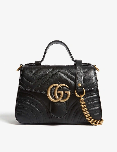 Shop Gucci Mini Marmont Shoulder Bag In Black