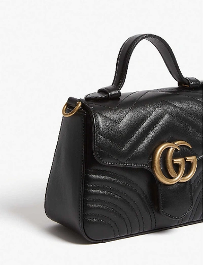 Shop Gucci Mini Marmont Shoulder Bag In Black